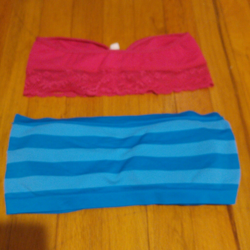 2 strapless bandeau bralettes size small - Picture 2 of 3